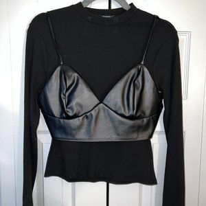 Black Long-sleeved Corset Top
